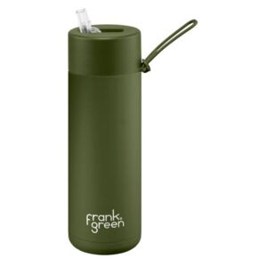 Ceramic Bottle STL khaki termosz, szívószáltartó sport kupakkal, oliva zöld, 595ml, kerámia-rozsdamentes acél