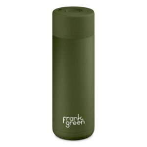 Ceramic Bottle khaki termosz, nyomógombos kupakkal, oliva zöld, 595ml, kerámia-rozsdamentes acél