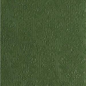 AMBIENTE 13304939 Elegance dark green dombornyomott papírszalvéta 33x33cm,15db-os