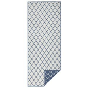 Malaga kék-krémszínű kültéri szőnyeg, 80 x 350 cm - Bougari