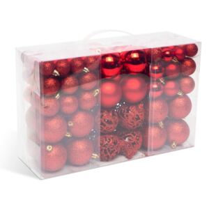 Karácsonyi gömbdísz szett - 100 db / csomag - piros