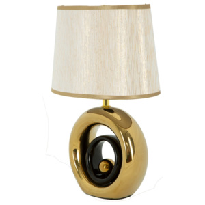 Round fehér asztali lámpa aranyszínű lámpatesttel - Mauro Ferretti