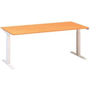 Alfa Office Alfa Up állítható magasságú irodai asztal fehér lábazattal, 180 x 80 x 61,5-127,5 cm, bükk Bavaria mintázat%