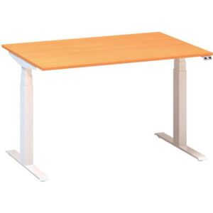 Alfa Office Alfa Up állítható magasságú irodai asztal fehér lábazattal, 120 x 80 x 61,5-127,5 cm, bükk Bavaria mintázat%