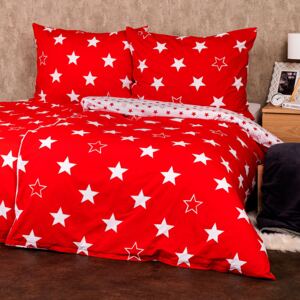 4Home Stars red pamut ágynemű, 220 x 200 cm, 2 db 70 x 90 cm, 220 x 200 cm, 2 db 70 x 90 cm