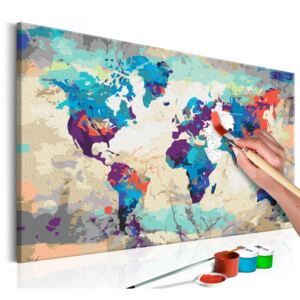 Festés számok szerint Bimago - World Map (Blue & Red) | 60x40 cm