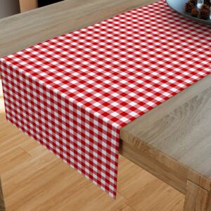 Goldea kanafas pamut asztali futó - kicsi piros-fehér kockás 35x120 cm