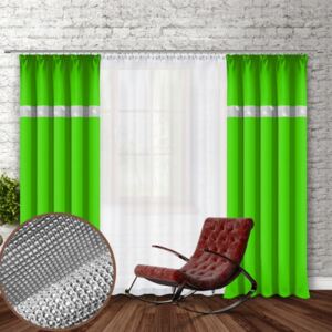 Függöny szalaggal és cirkonokkal 140x250 cm világos zöld