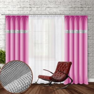 Függöny szalaggal és cirkonokkal 140x250 cm világos rózsaszín