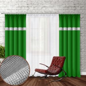 Függöny szalaggal és cirkonokkal 140x250 cm zöld