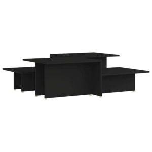 VidaXL 2 db fekete forgácslap dohányzóasztal 111,5 x 50 x 33 cm