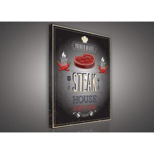 Vászonkép: Steak House (fekete-fehér) - 75x100 cm
