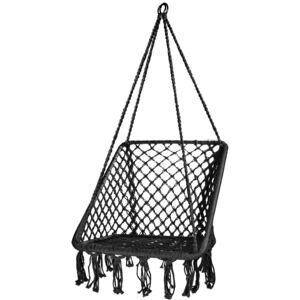 ModernHome Függő szék rojtokkal - fekete, GW-911 FEKETE