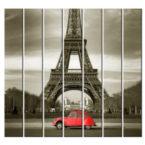 Nyomtatott kép Vörös autó az Eiffel-torony előtt Párizsban 210x195cm 3533A_7F