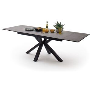 NAGANO Antracit szürke Bővíthető Kerámia Étkezőasztal - matt fekete lábbal