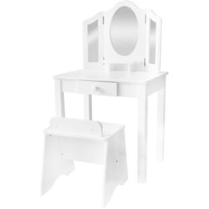 ISO Fésülködőasztal székkel és tükörrel, fehér, 11286