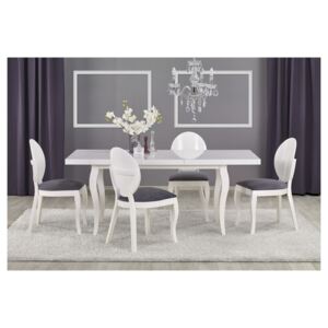Klasszikus stílusú étkezőasztal, bővíthető, 140x80 cm, fehér - ROMANCE
