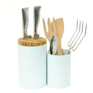 Knife&Spoon bambuszfából készült, fehér kés- és konyhai eszköztartó - Wireworks