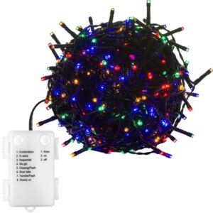 Karácsonyi LED fényfüzér 20 m - színes 200 LED - akku