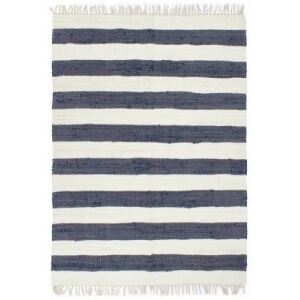 Kék és fehér, kézzel szőtt pamut Chindi szőnyeg 80 x 160 cm