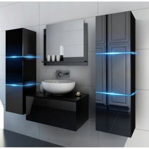 Venezia Alius A3 fürdőszobabútor szett + mosdókagyló + szifon (fényes fekete)