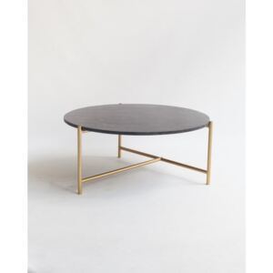 Dohányzóasztal fekete márvány asztallappal, ø 80 cm - Velvet Atelier
