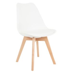 Modern műanyag szék üléspárnával, bükk - fehér - CARDIFF