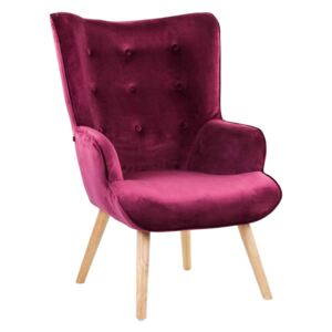 Modern bársony fotel, burgundi - KIERSTEN