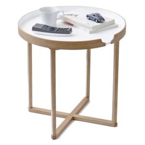 Damieh fehér, tölgyfa tárolóasztal levehető asztallappal, 45 x 45 cm - Wireworks