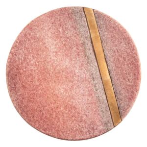MARBLE márvány poháralátét sárgaréz csíkkal, rózsaszín
