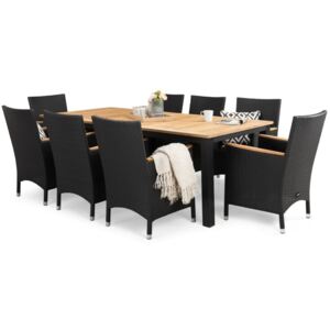 Asztal és szék garnitúra VG5466 Fekete + fa