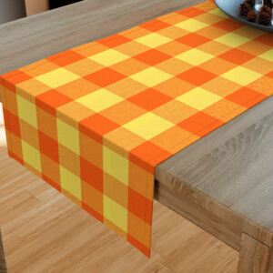 Goldea kanafas pamut asztali futó - nagy sárga-narancssárga kockás 20x120 cm