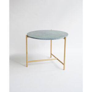 Dohányzóasztal zöld márvány asztallappal, ø 50 cm - Velvet Atelier