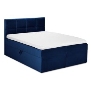 Mimicry kék bársony kétszemélyes ágy, 200 x 200 cm - Mazzini Beds