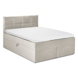 Mimicry bézs bársony kétszemélyes ágy, 200 x 200 cm - Mazzini Beds