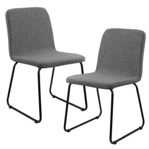 [en.casa]® Étkezőszék Kairó design szék 2 darabos szett 81 x 44 cm fém és szövet szürke