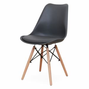 Modern párnás műanyag szék, sötétszürke - FJORD