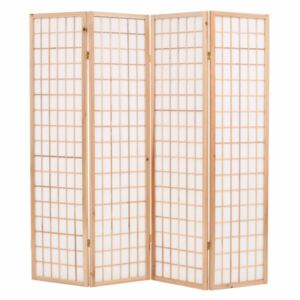6 paneles, természetes, japán stílusú paraván 160 x 170 cm