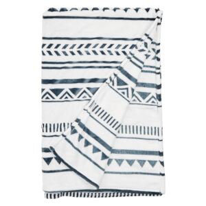 SAVAGE takaró, etnomintás fehér/kék, 150 x 200 cm