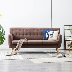 3 személyes barna kárpitos kanapé 172 x 70 x 82 cm