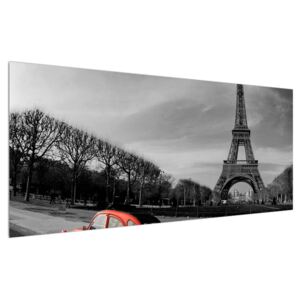 Eiffel-torony és a piros autó (Modern kép, Vászonkép, {dim}})