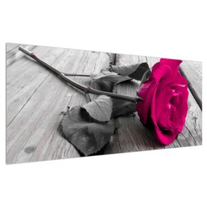 Rózsaszín rózsa képe (Modern kép, Vászonkép, 120x50 cm)