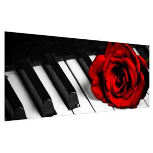 Zongora és egy rózsa képe (Modern kép, Vászonkép, {dim}})