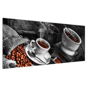Csésze kávé képe (Modern kép, Vászonkép, 120x50 cm)