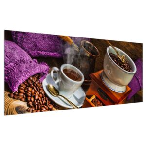 Kávé kép (Modern kép, Vászonkép, 120x50 cm)