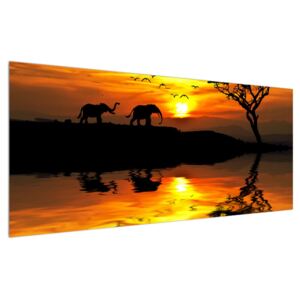 Afrikai tájkép és elefánt képe (Modern kép, Vászonkép, {dim}})