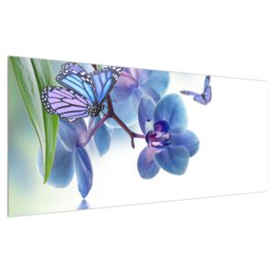Lepke az orchideán (Modern kép, Vászonkép, {dim}})