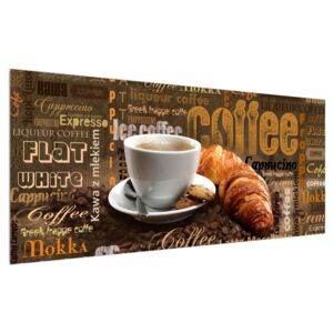 Csésze kávé és a croissantok képe (Modern kép, Vászonkép, {dim}})