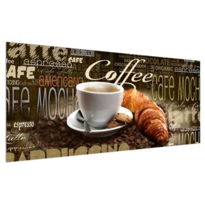 Kávé és a croissant kép (Modern kép, Vászonkép, {dim}})