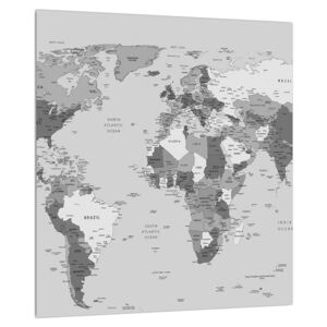 Világ térkép fekete-fehér képe (Modern kép, Vászonkép, {dim}})